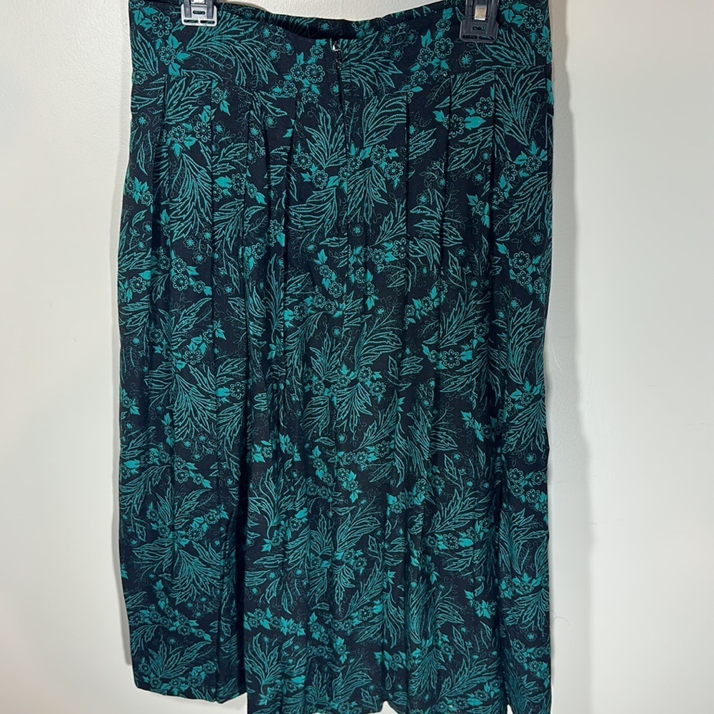 Synari Woman's size 9/10 Vintage Pleated black Turquoise Paisley Skirt Midi - Picture 7 of 9